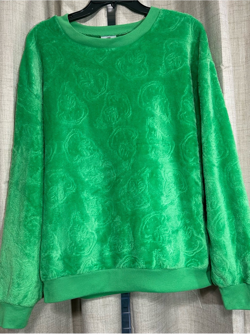 Junior’s The Grinch embossed Plush Crewneck Sweater